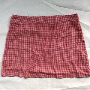 Red and white plaid mini skirt